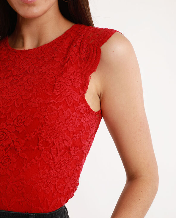 Top en dentelle rouge - Pimkie