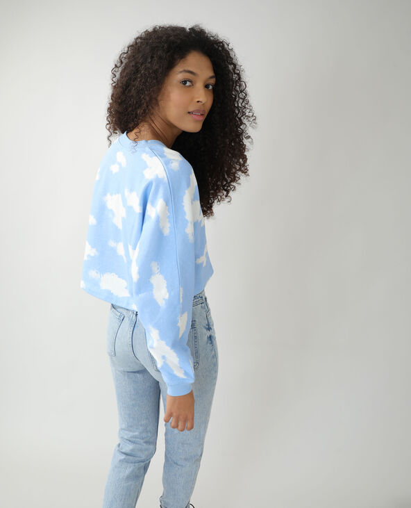 Sweat molleton à nuages bleu - Pimkie