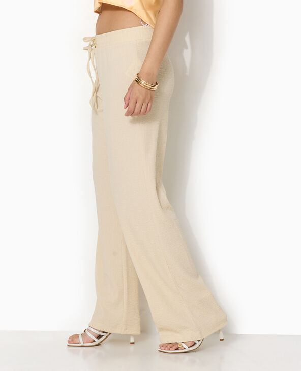 Pantalon large en tissu reliefé blanc - Pimkie