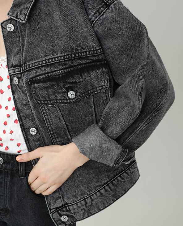 Veste jean sales noir oversize femme