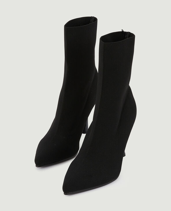 Boots pointues en maille textile extensible noir - Pimkie