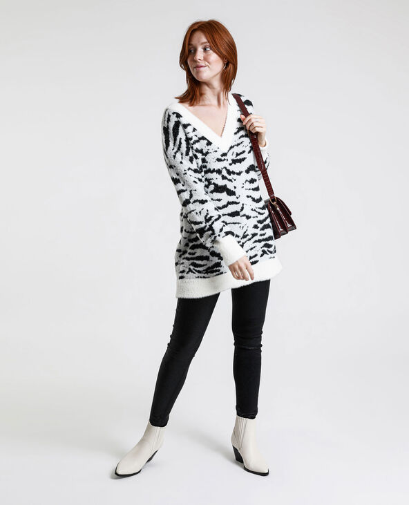 Pull oversized zébré blanc - Pimkie