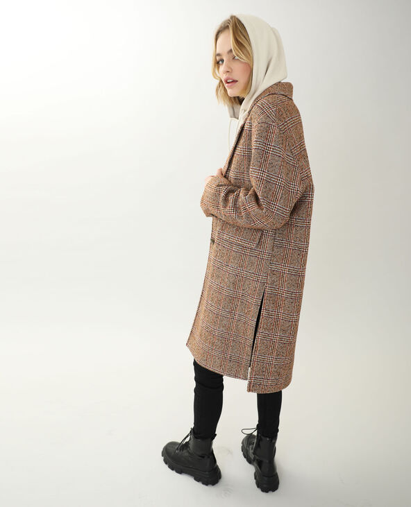 Manteau à carreaux marron - Pimkie