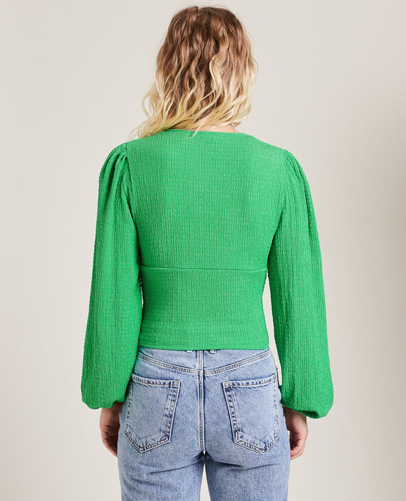 Blouse boutonnée en tissu texturé vert - Pimkie