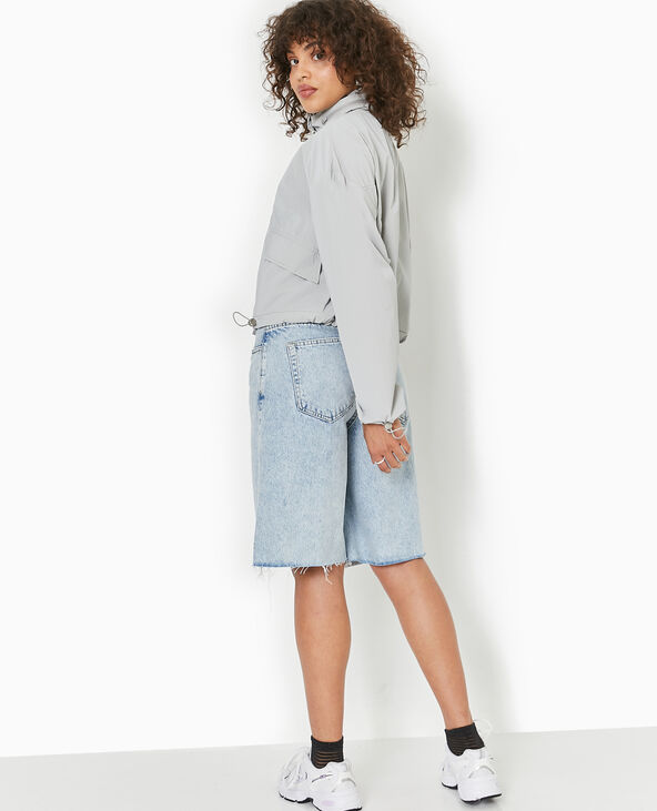 Veste coupe-vent courte avec liens et stoppeurs gris clair - Pimkie