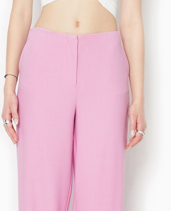 Pantalon droit en tissu reliéfé rose fuchsia - Pimkie
