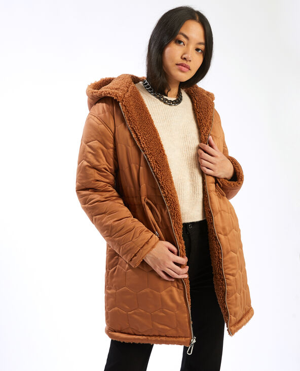 Manteau réversible à capuche marron - Pimkie