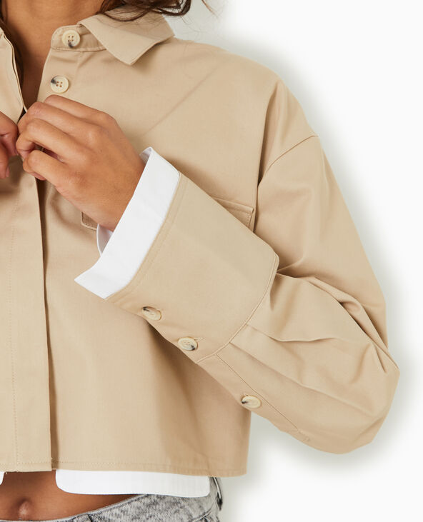 Chemise courte avec détail poches camel - Pimkie