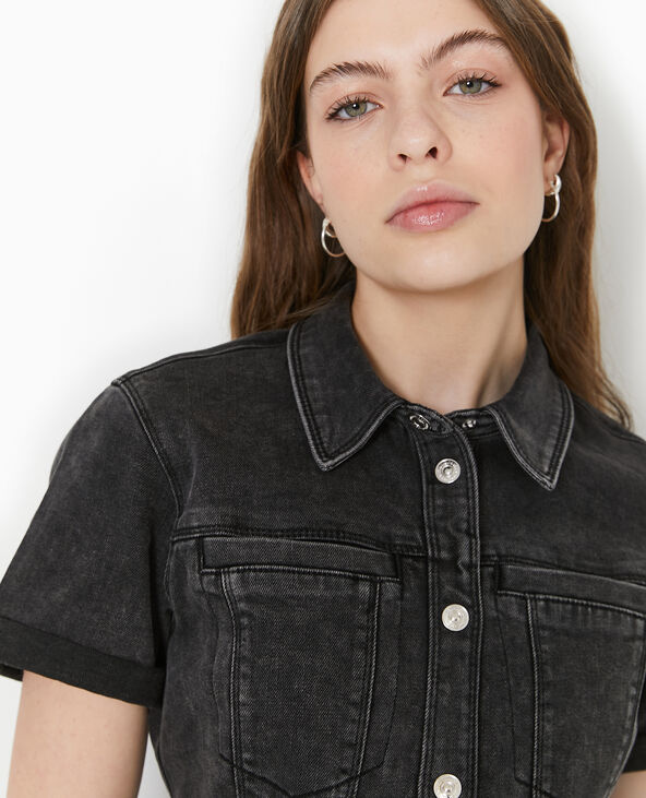 Robe courte et moulante en jean noir - Pimkie
