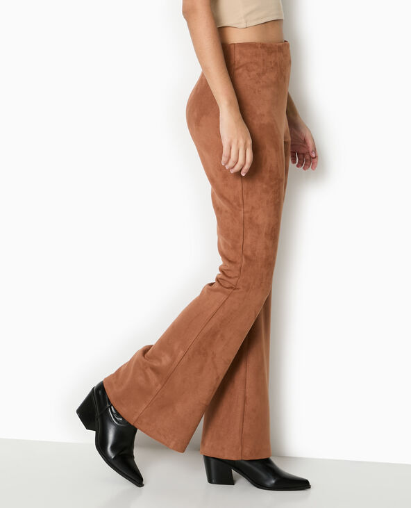 Pantalon flare en suédine camel - Pimkie