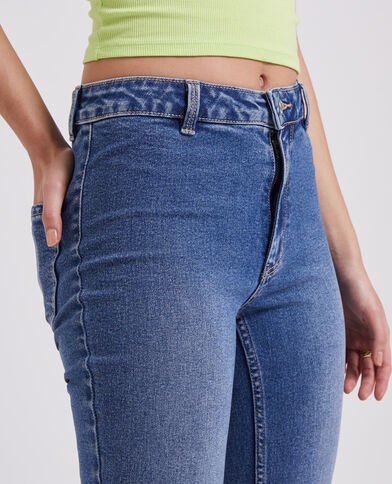 Jean flare taille haute raw cut bleu - Pimkie