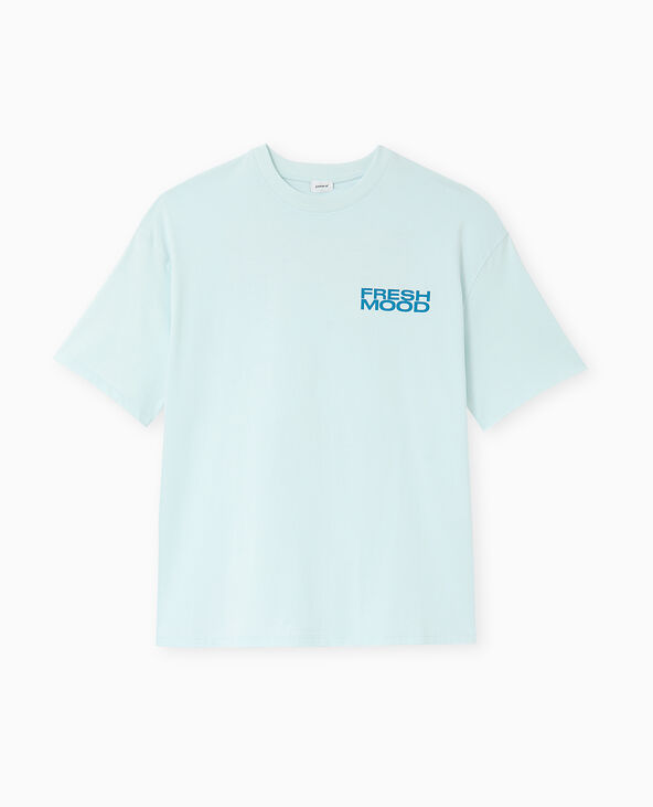 T-shirt oversize avec print poitrine et dos bleu clair - Pimkie