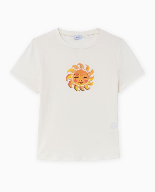 T-shirt manches courtes avec print devant blanc - Pimkie