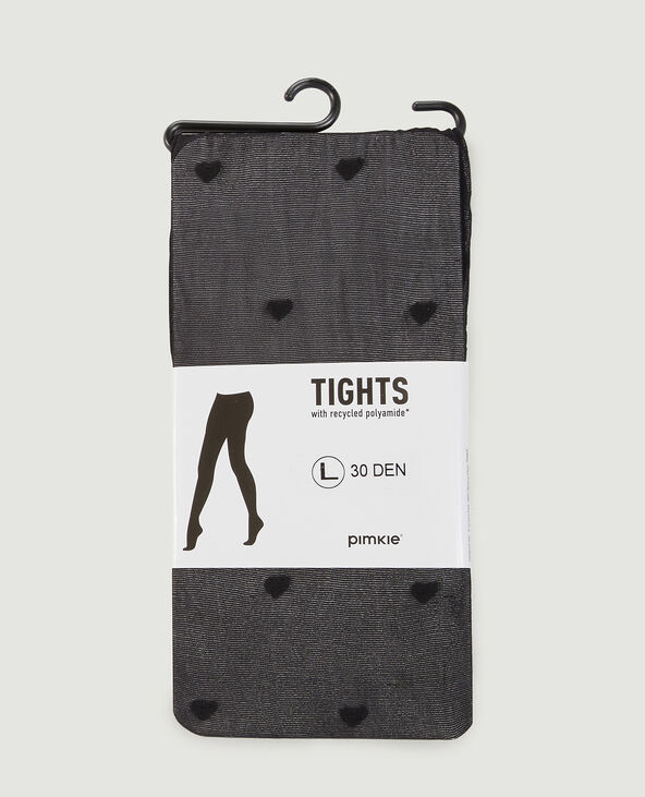 Collant à motif coeur noir - Pimkie