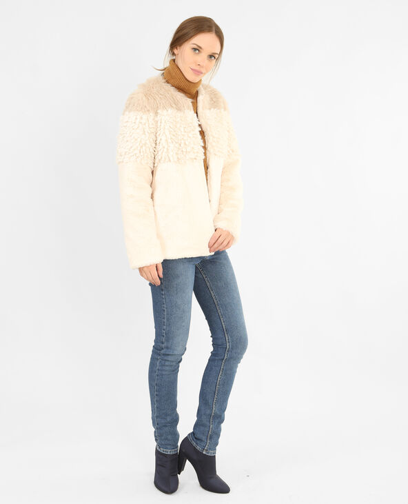 Manteau fausse fourrure beige - Pimkie