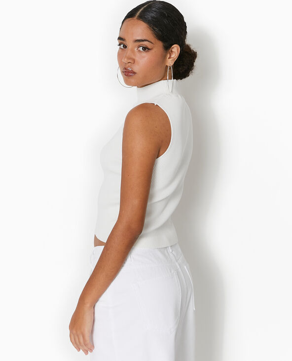 Pull sans manches en maille côtelée blanc - Pimkie