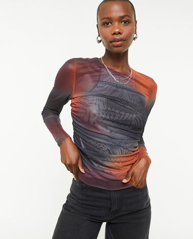 Top manches longues en tulle gris foncé - Pimkie