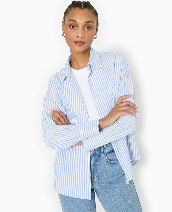Chemise oversize rayée col ouvert bleu - Pimkie