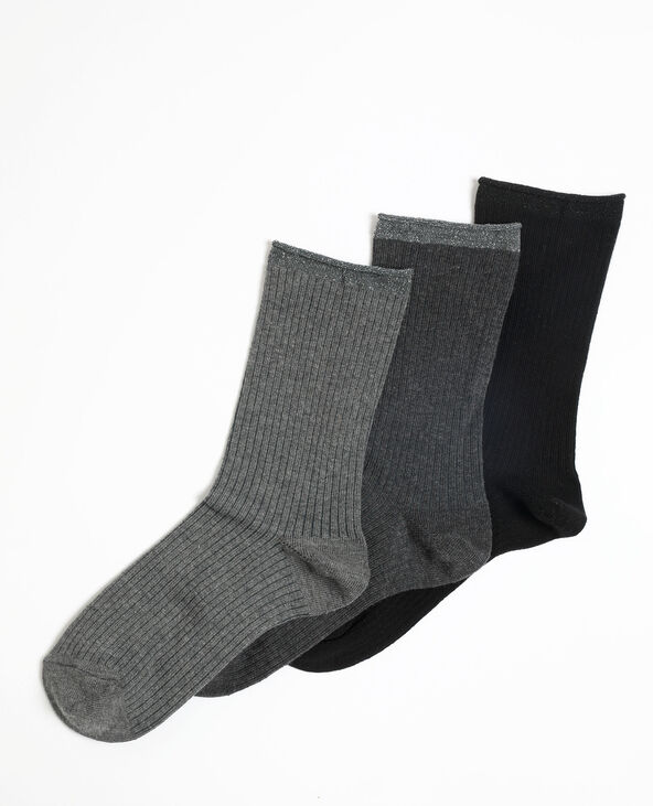 Lot de 3 paires de chaussettes hautes gris - Pimkie