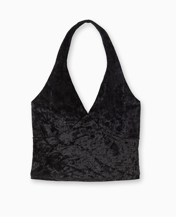 Top dos-nu en velours ras noir - Pimkie