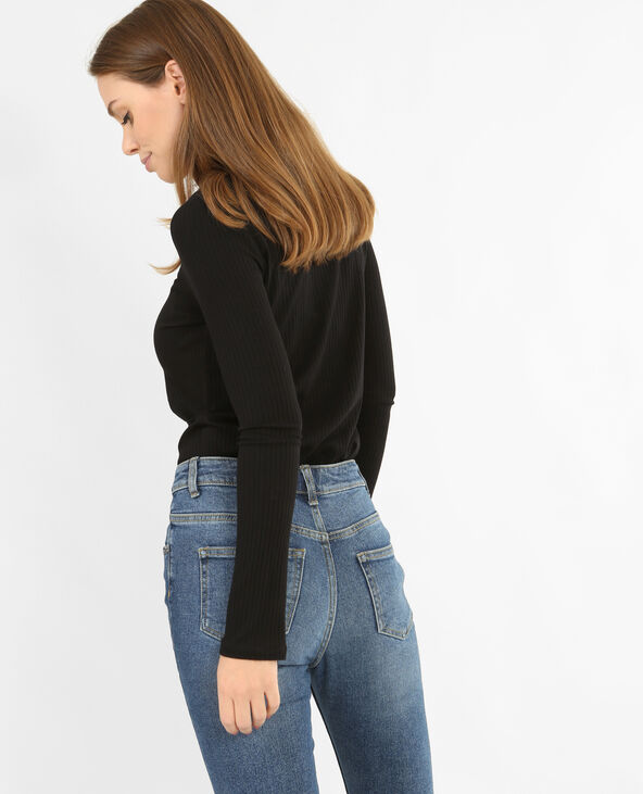 T-shirt en maille côtelée noir - Pimkie