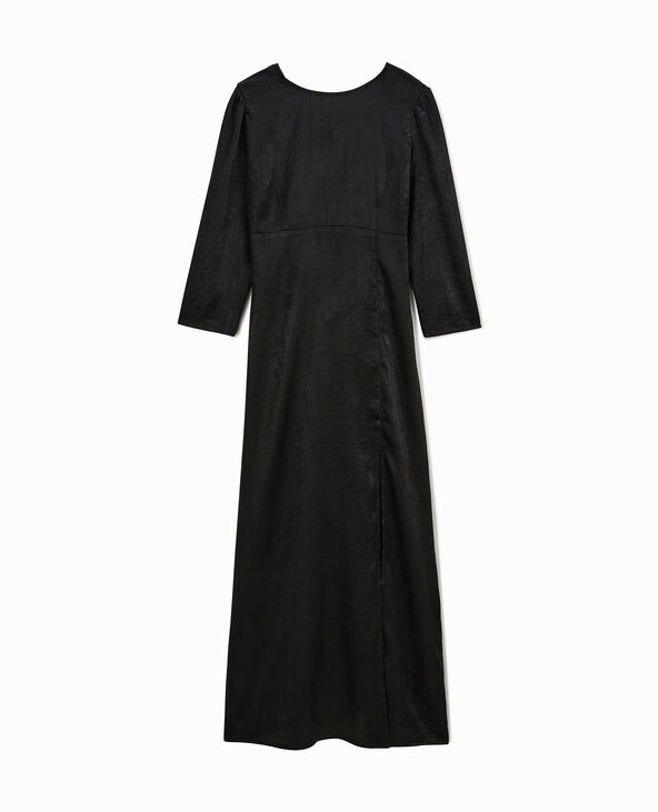 Robe longue satinée dos-nu noir - Pimkie