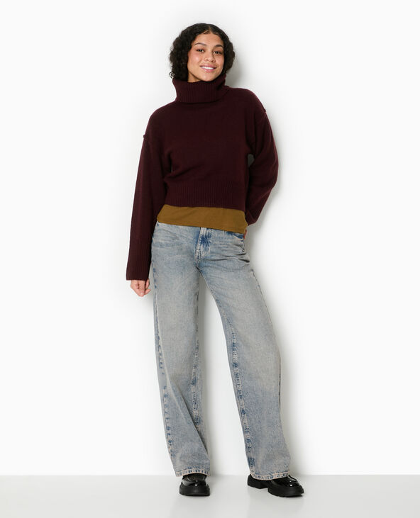 Pull col boule avec manches larges bordeaux - Pimkie