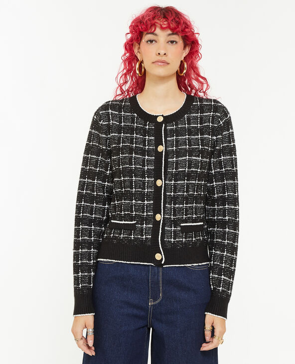 Gilet effet tweed à carreaux noir - Pimkie