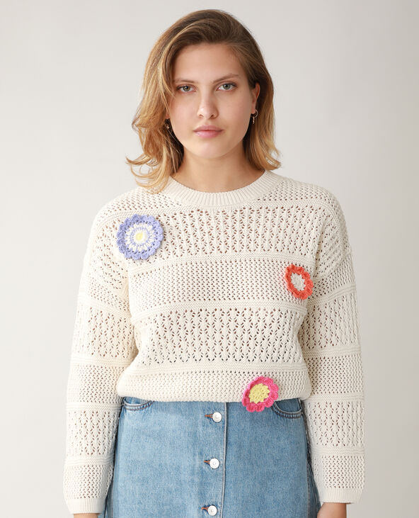 Pull en crochet blanc - Pimkie
