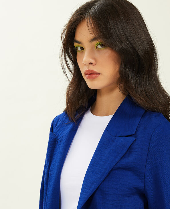 Veste blazer effet lin bleu électrique - Pimkie