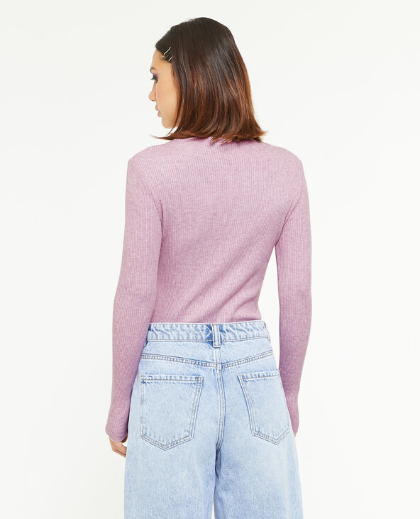 Pull fin en maille côtelée col cheminée lilas - Pimkie