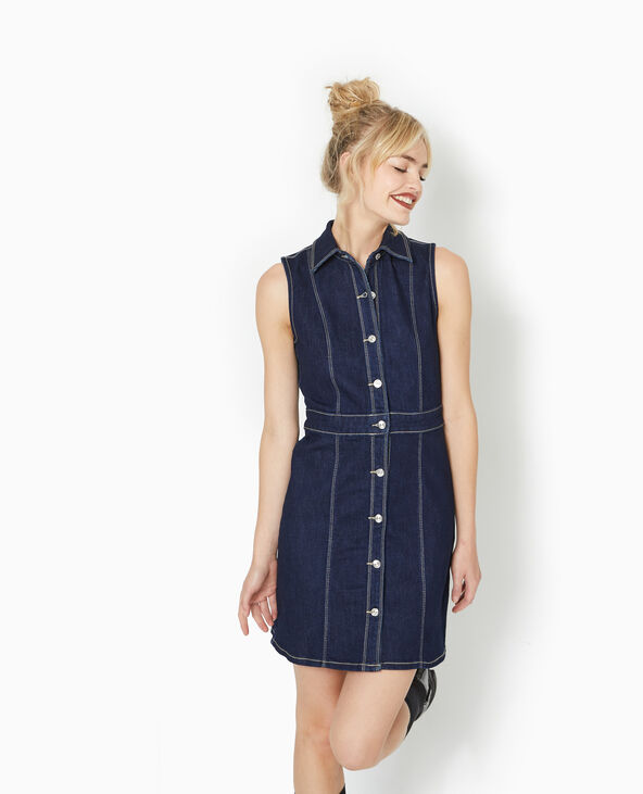 Robe en jean boutonnee sans manches