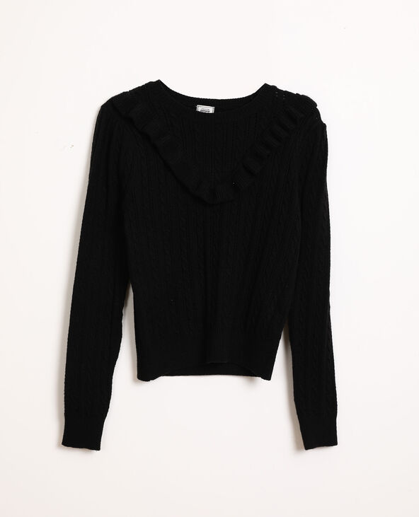 Pull à volants noir - Pimkie
