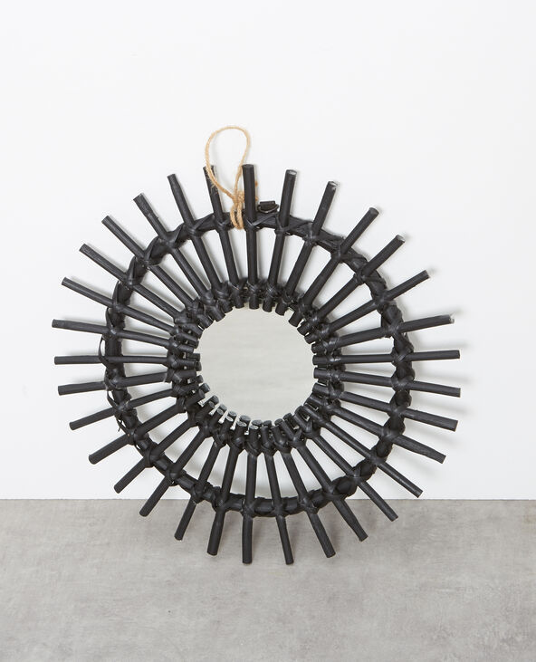 Petit miroir en rotin noir - Pimkie
