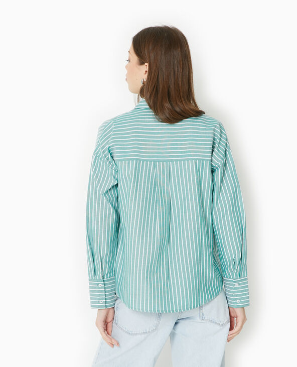 Chemise rayée ample et droite vert foncé - Pimkie