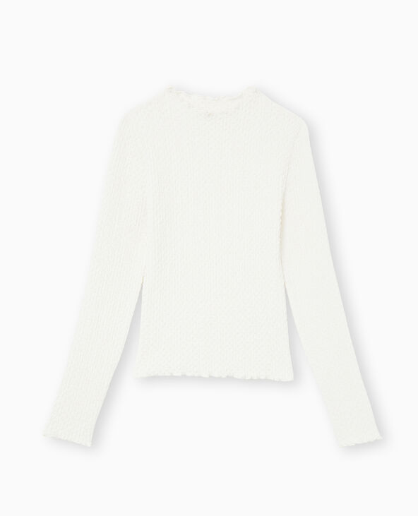 Top manches longues en maille texturée blanc - Pimkie