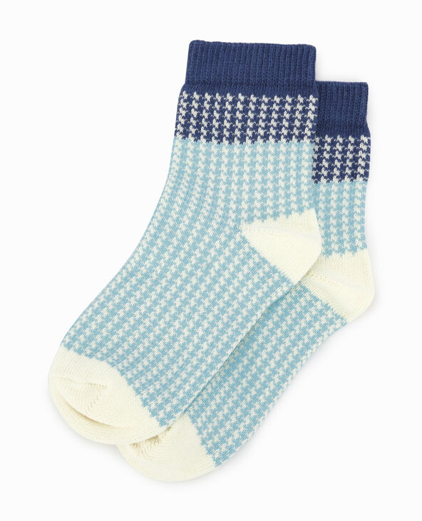 Paire de chaussettes motif pied-de-poule bleu turquoise - Pimkie