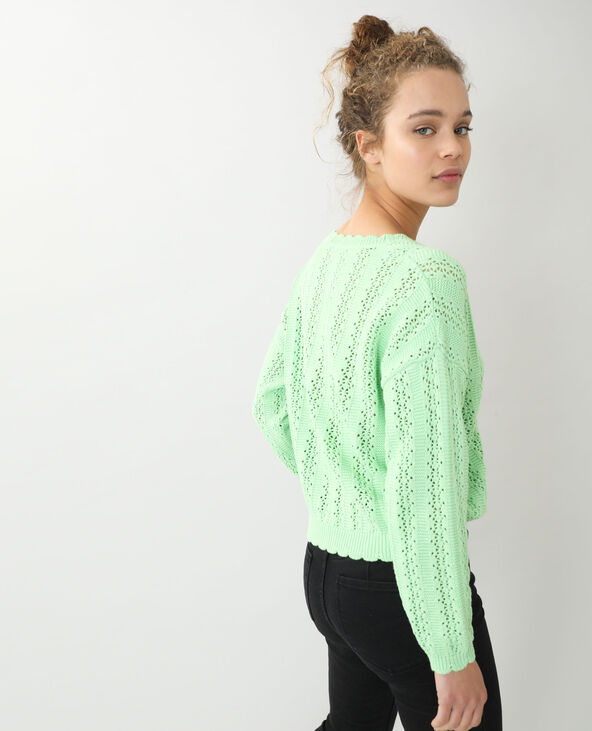 Gilet maille ajourée vert clair - Pimkie