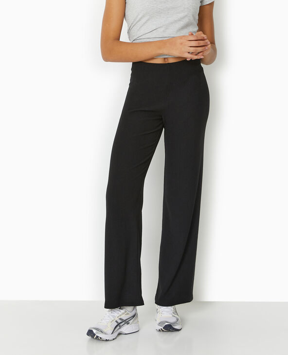Pantalon large et fluide en tissu effet froissé noir - Pimkie