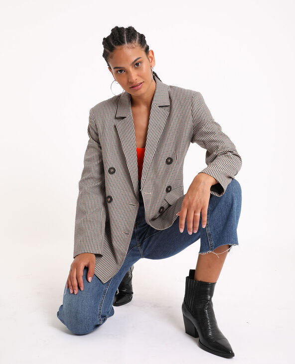 Blazer oversized imprimé beige - Pimkie