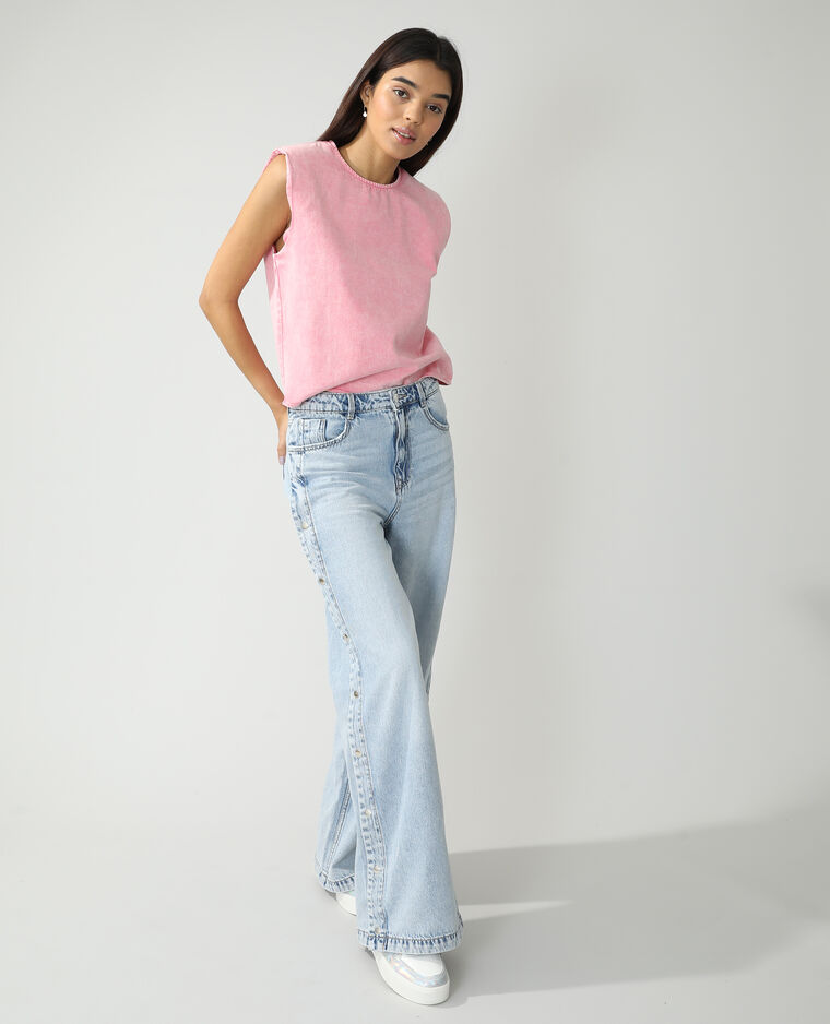 Top en jean à épaulettes rose clair - Pimkie