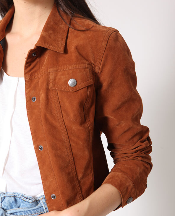 Veste femme daim camel shop