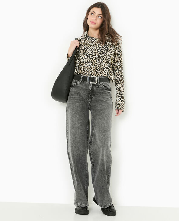 Chemise oversize en tissu fluide motif léopard marron - Pimkie