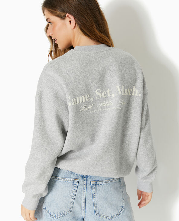 Sweat oversize avec flocages poitrine et dos gris chiné - Pimkie