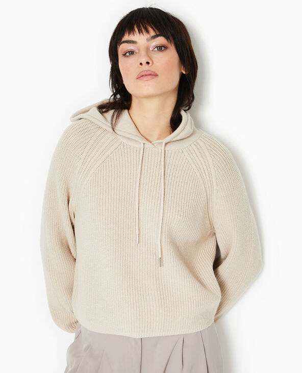 Pull court avec capuche beige - Pimkie