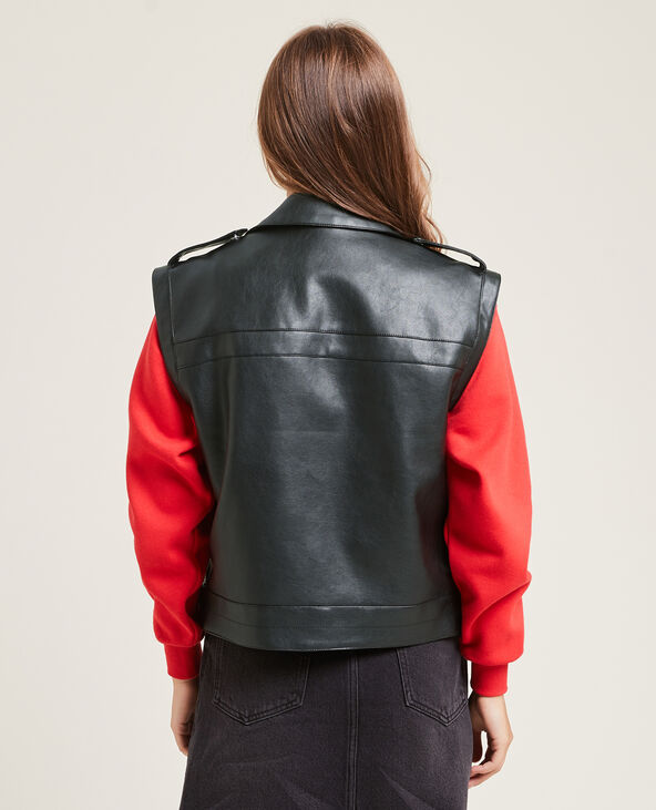 Blouson sans manches en simili cuir