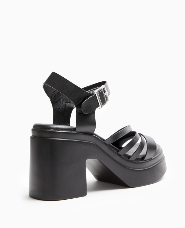 Sandales compensées avec multi-brides noir - Pimkie