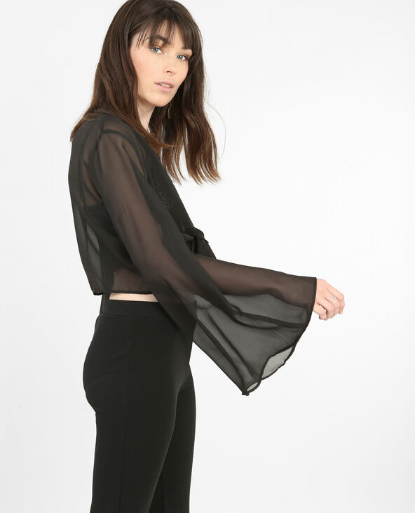 Boléro en voile à nouer noir - Pimkie