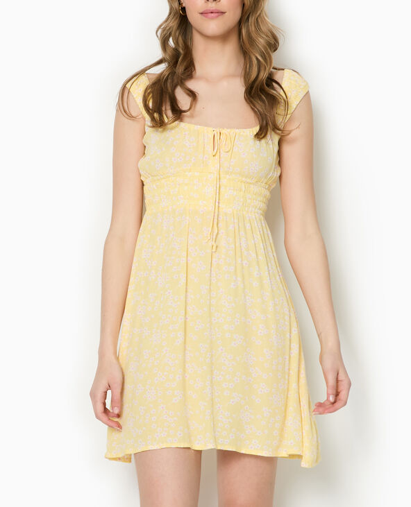Robe bretelles encolure empire Jaune pâle - Pimkie