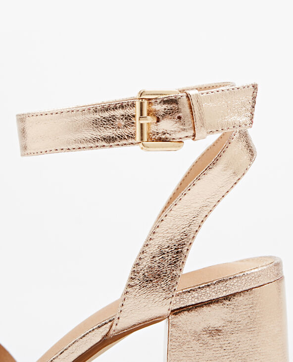 Sandale talon hot sale carré or
